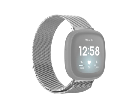 Correa de reloj inteligente para Fitbit Versa 3 milanés, Talla: L 230 mm (Plata)