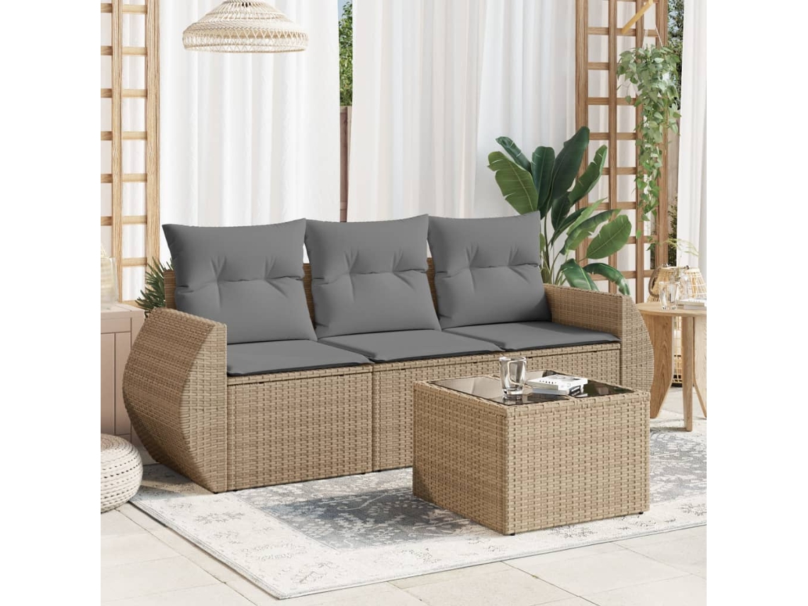 Juego De Sofás Jardín Con Cojines 4 Udsjuego De Muebles De Jardín Ratán Sintético Beige Cfw654450