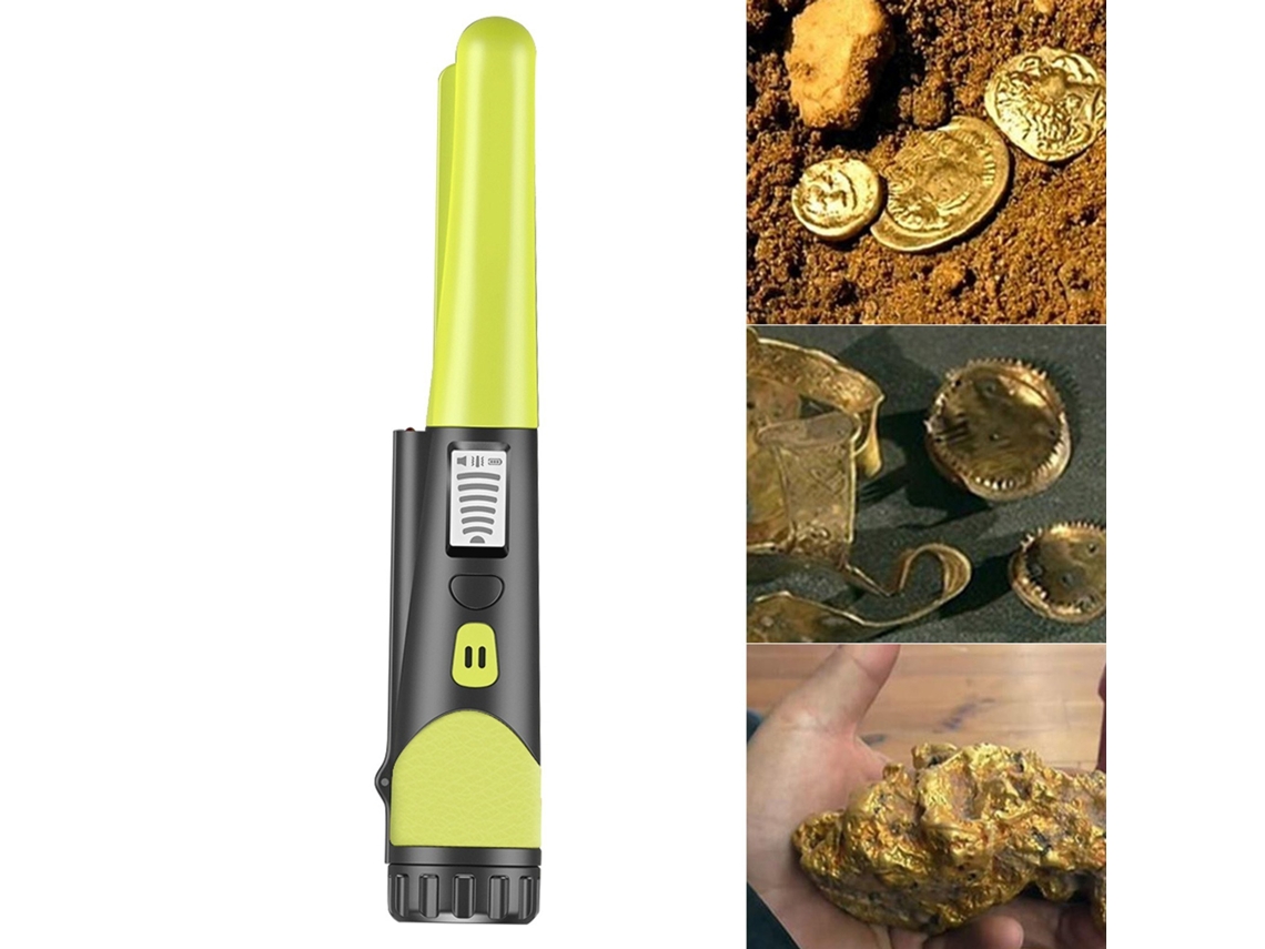 Detector de metales Detector de metales de alta sensibilidad Indicador LED de un botón Detector de oro con funda tejida amarillo