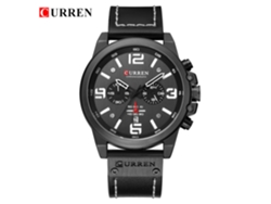 Relógio Masculino De Negócios Com Pulseira De Couro Preta, À Prova D'água, Com Calendário E Multifuncional De Quartzo Com Seis Ponteiros.