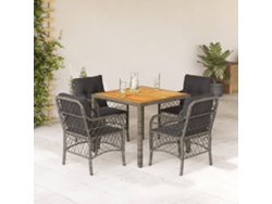 Conjunto de comedor de jardín DKD Home Decor de 5 piezas con cojines, ratán gris