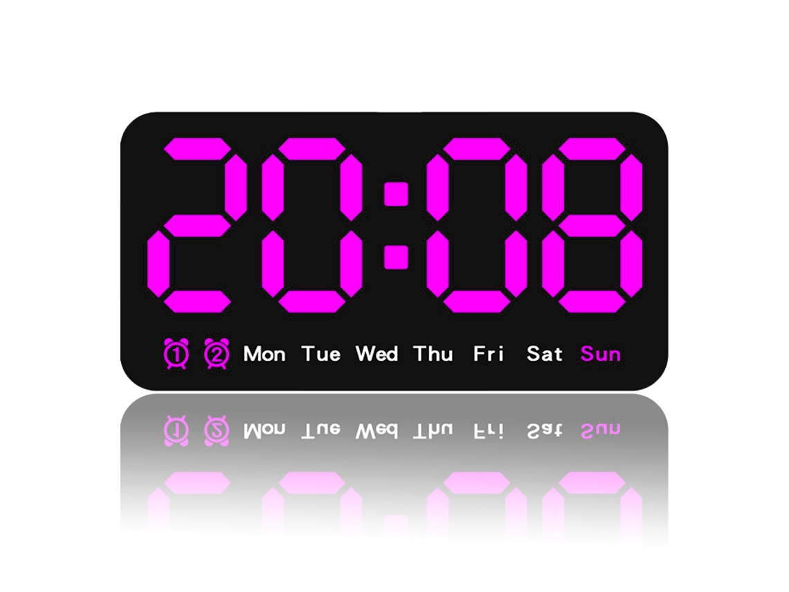 Reloj de pared digital grande, LED de dígitos grandes, alarma dual NEVEANCE