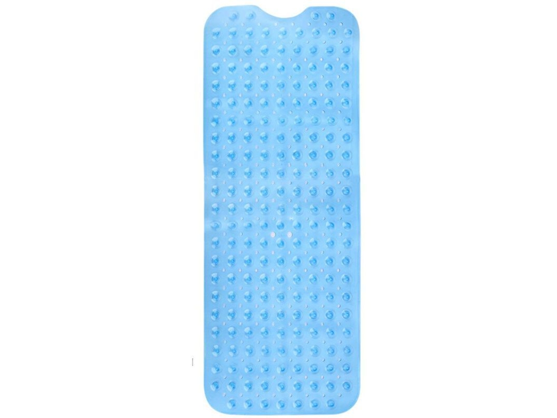 Alfombrilla De Baño Antideslizante Con Ventosas Y Orificios De Drenaje, De Pvc Lavable A Máquina, 40x100 Cm, Azul Claro.