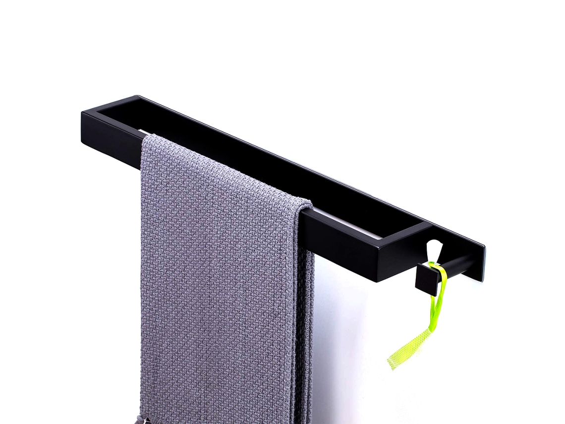 Toallero de acero inoxidable 304 con gancho, barra cromada sin taladrar, toallero adhesivo para baño, cocina y baño.
