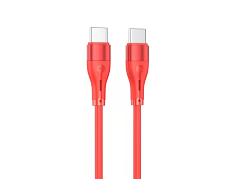 Cable de Datos de Silicona TELLUR Tipo-C a Tipo-C 3A PD60W 1m rojo