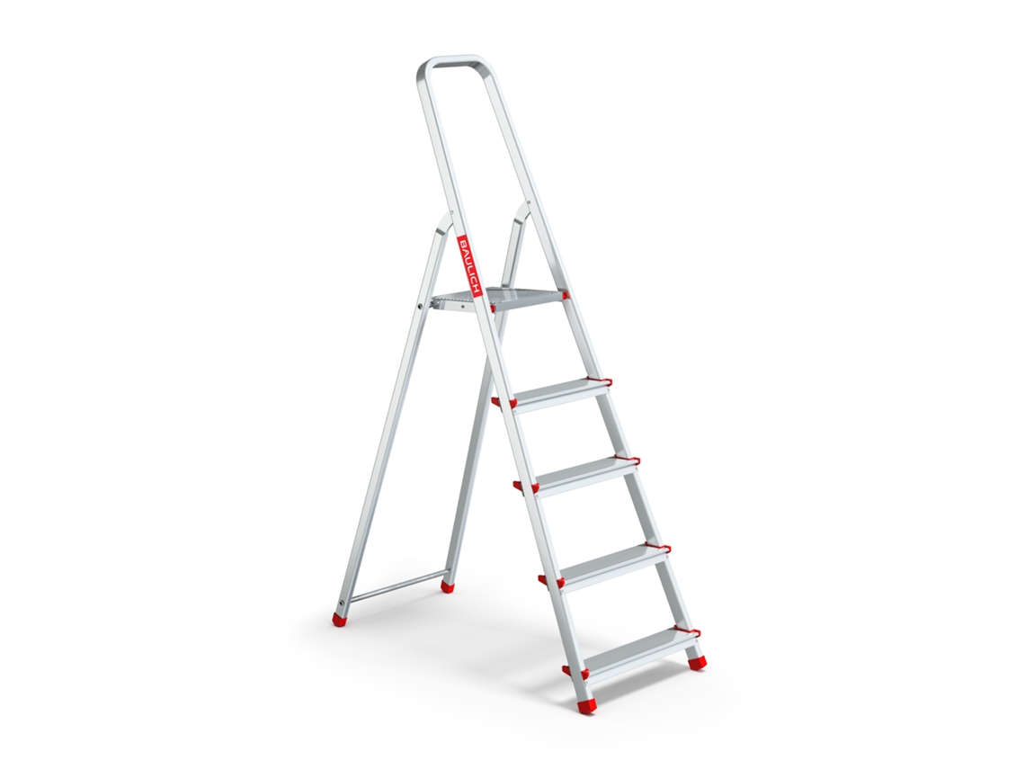 Escalera doméstica de aluminio con 5 peldaños, plegable, capacidad de 125 kg, Baulich
