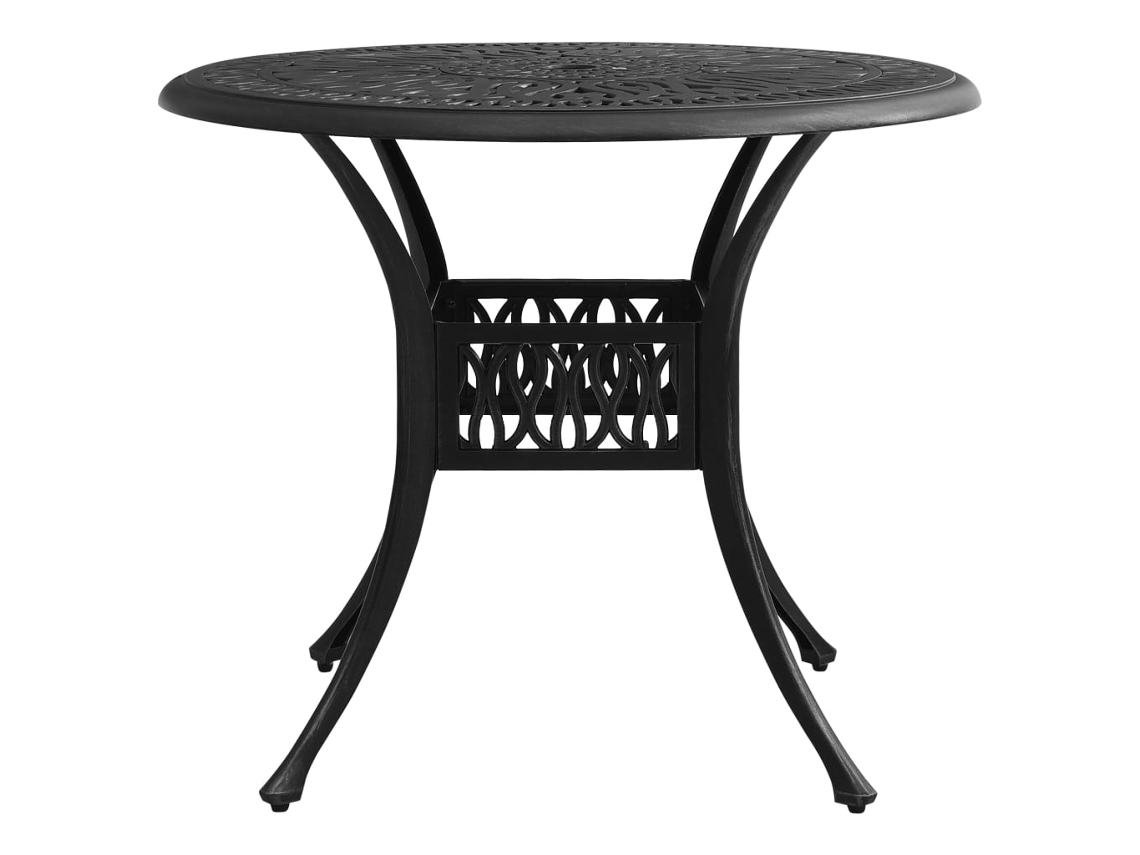 Mesa de jardín LOVELY HOME de aluminio fundido negro (90 x 90 x 74 cm)