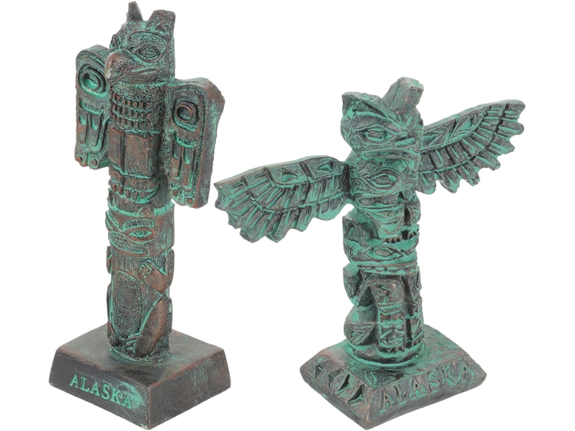 Conjunto De 2 Estatuas De Resina Para Jardín Con Símbolo Tribal De Alas.
