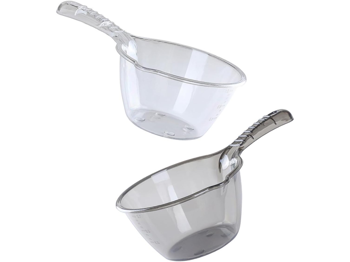 Cucharón De Agua Doméstico De 2 Piezas En Pp Con Mango Largo Y Superficie Lisa Para Regar.