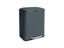 Cubo de basura Relaxdays, 2 compartimentos, 20 L, interior extraíble, cierre suave, pedal, metal, gris.