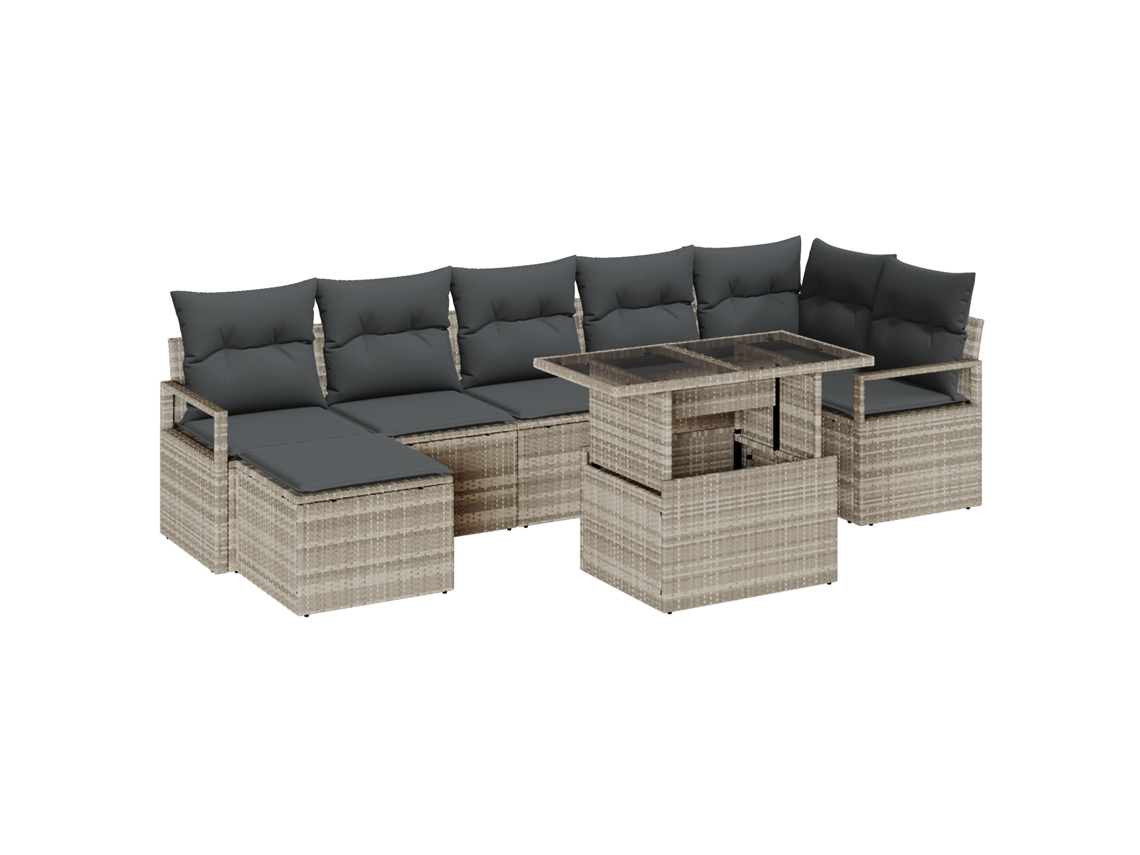 Conjunto 8 De Sofá De Jardín De Vidaxl Con Cojines Gris Claro Gris Claro Ratán