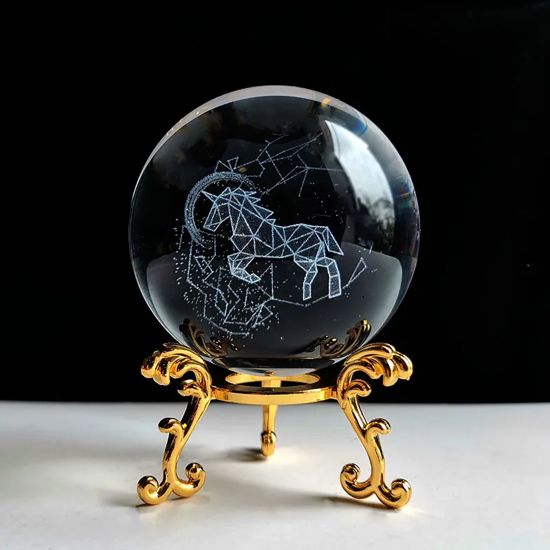 Bola de cristal de 60 mm, esfera de vidrio tallada en 3D, pisapapeles con base MDUG (Estilo 27 60 mm)