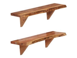 Estantes de pared (2 unidades, 60 x 20 x 18 cm, madera maciza de acacia, DKD, decoración del hogar)