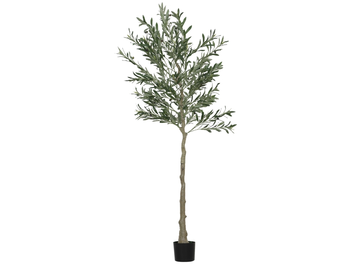 Olivo artificial grande, 180 cm, planta artificial, plástico, olivo artificial en maceta, árbol artificial con cemento. Zkaka