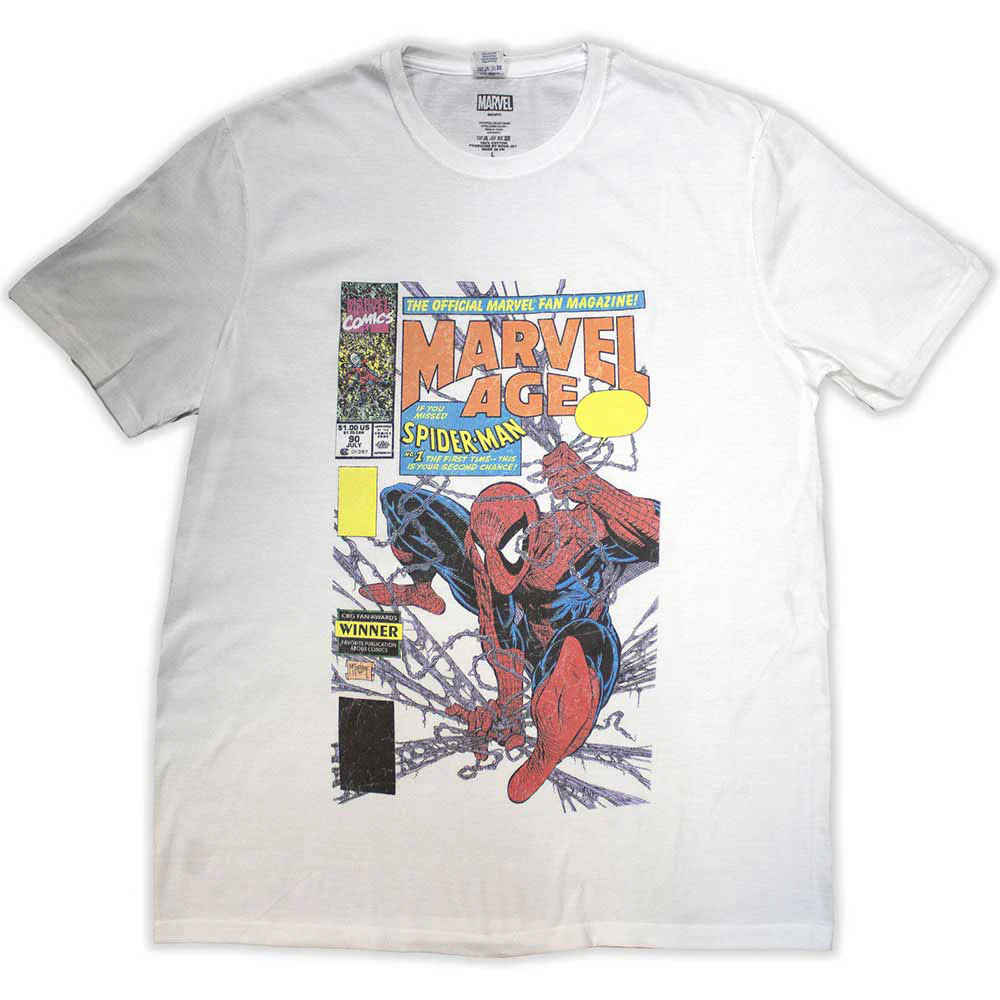 Rockinstone Unisex Marvel Comics Spider-man Marvel Age Comic Cover Vintage Camiseta Classic-xl