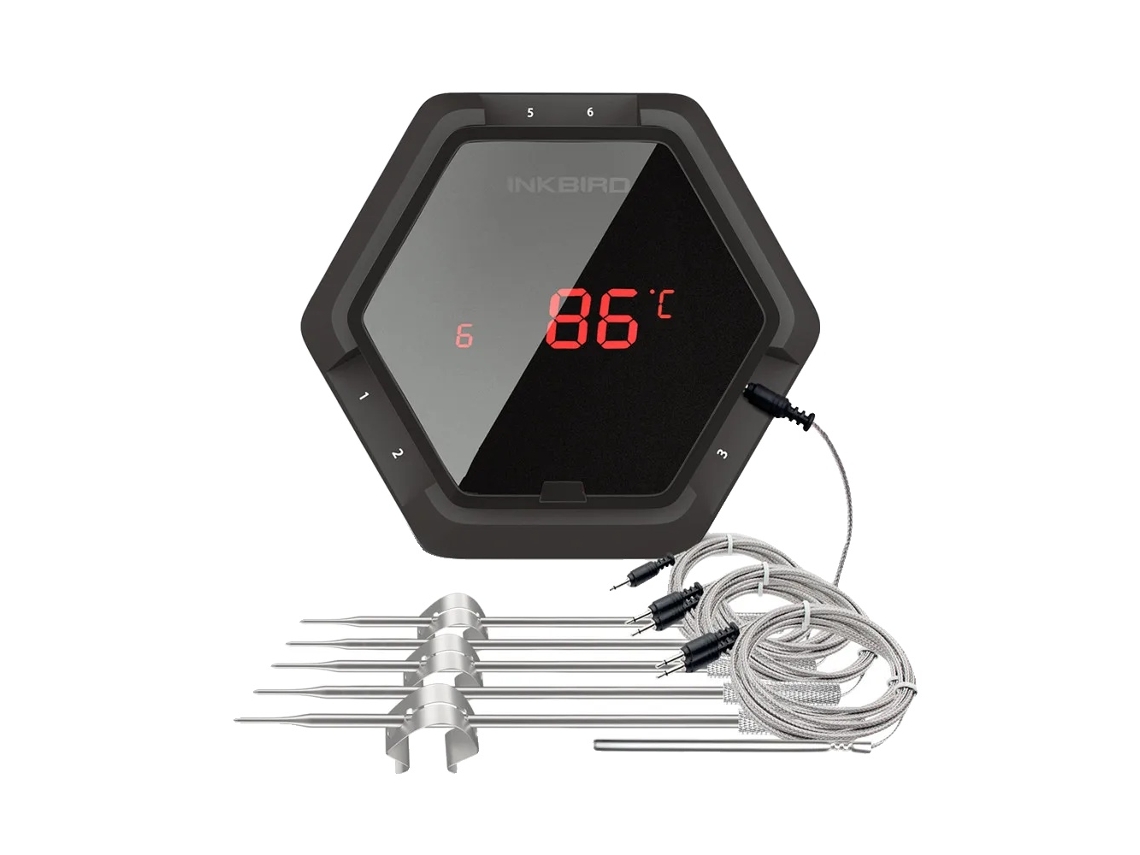 Termómetro inalámbrico para barbacoa, 6 sondas, compatible con Bluetooth, 6 sensores OEM, color negro