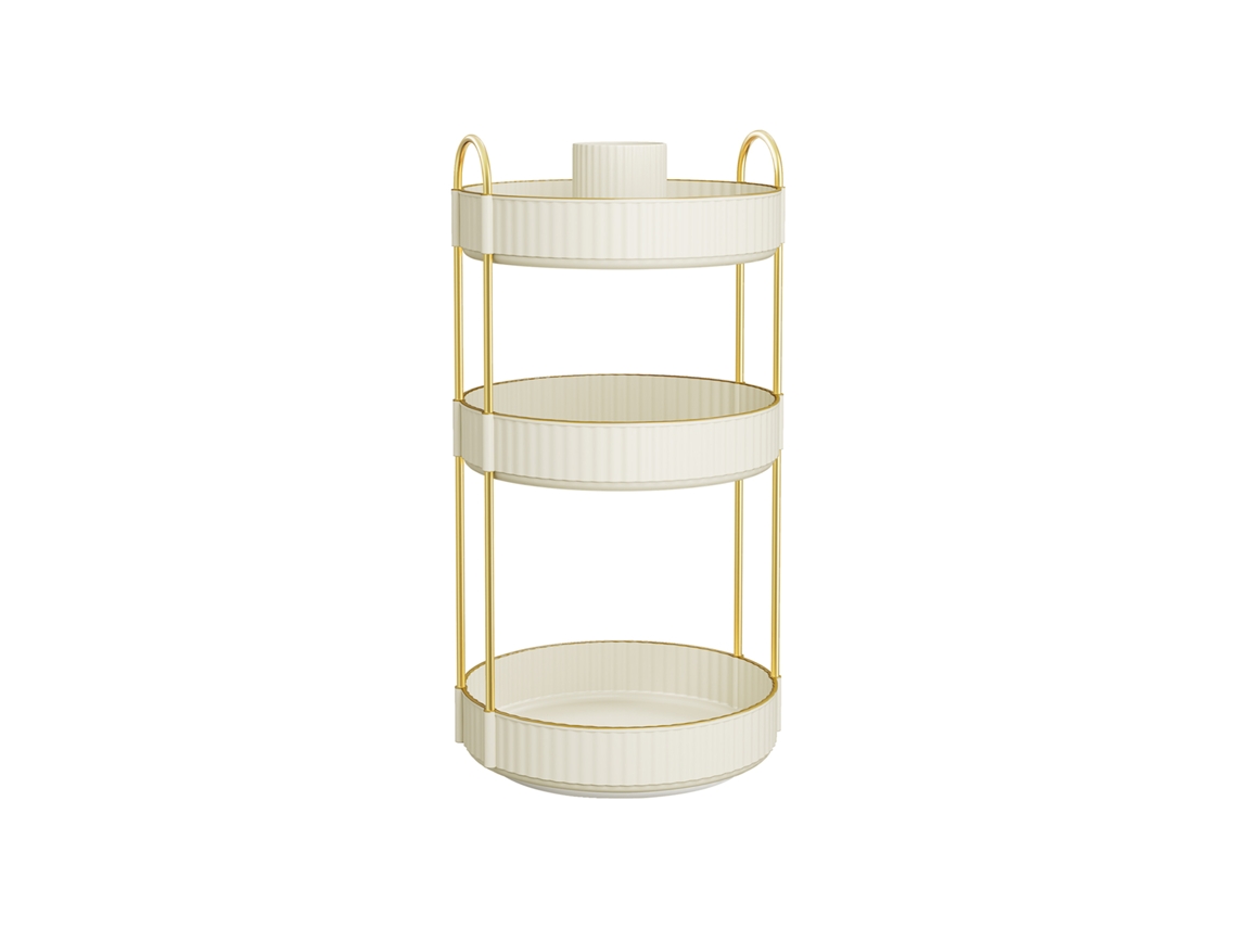 Organizador De Cosméticos Giratorio 360° 3 Niveles Metal Y Pet 23x23x46 Cm - Blanco