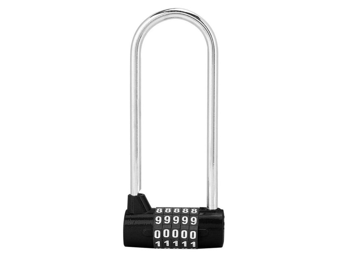 Candado con código en forma de U de 5 dígitos para armarios, puertas y alacenas, de color negro y resistente.