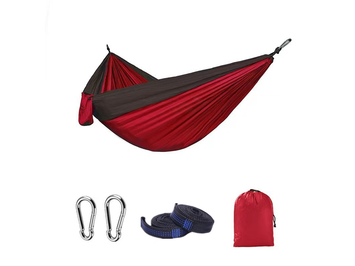 Hamaca Portátil Individual Para Campamentos, Mochileros Y Actividades Al Aire Libre (270x140 Cm) Rojo Oscuro Siurn