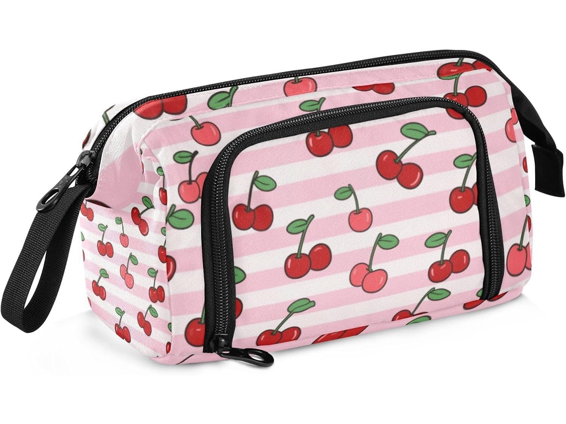 Besportble Estuche De Cerezas A Rayas Rosas Y Blancas Y Almacenamiento De Gran Capacidad Con Asa Para Niños...