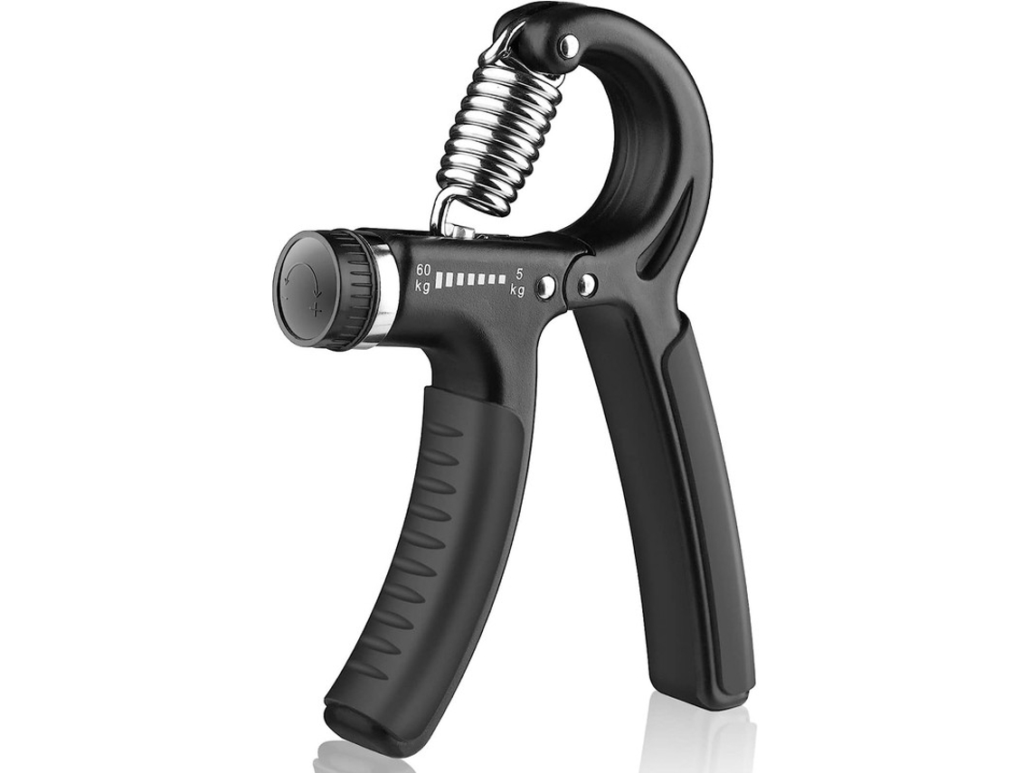 Fortalecedor de Agarre, Resistencia Ajustable 5-60 kg, Entrenamiento de Fuerza para Antebrazo y Muñeca (Negro)