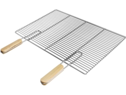 Parrilla Barbacoa Ecd Germany 60x40cm Rectángular Acero Inox 2 Mangos Madera Extraíbles