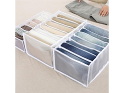 Caja para guardar vaqueros con compartimento, armario, cajón y divisor de malla, color blanco, 7 compartimentos