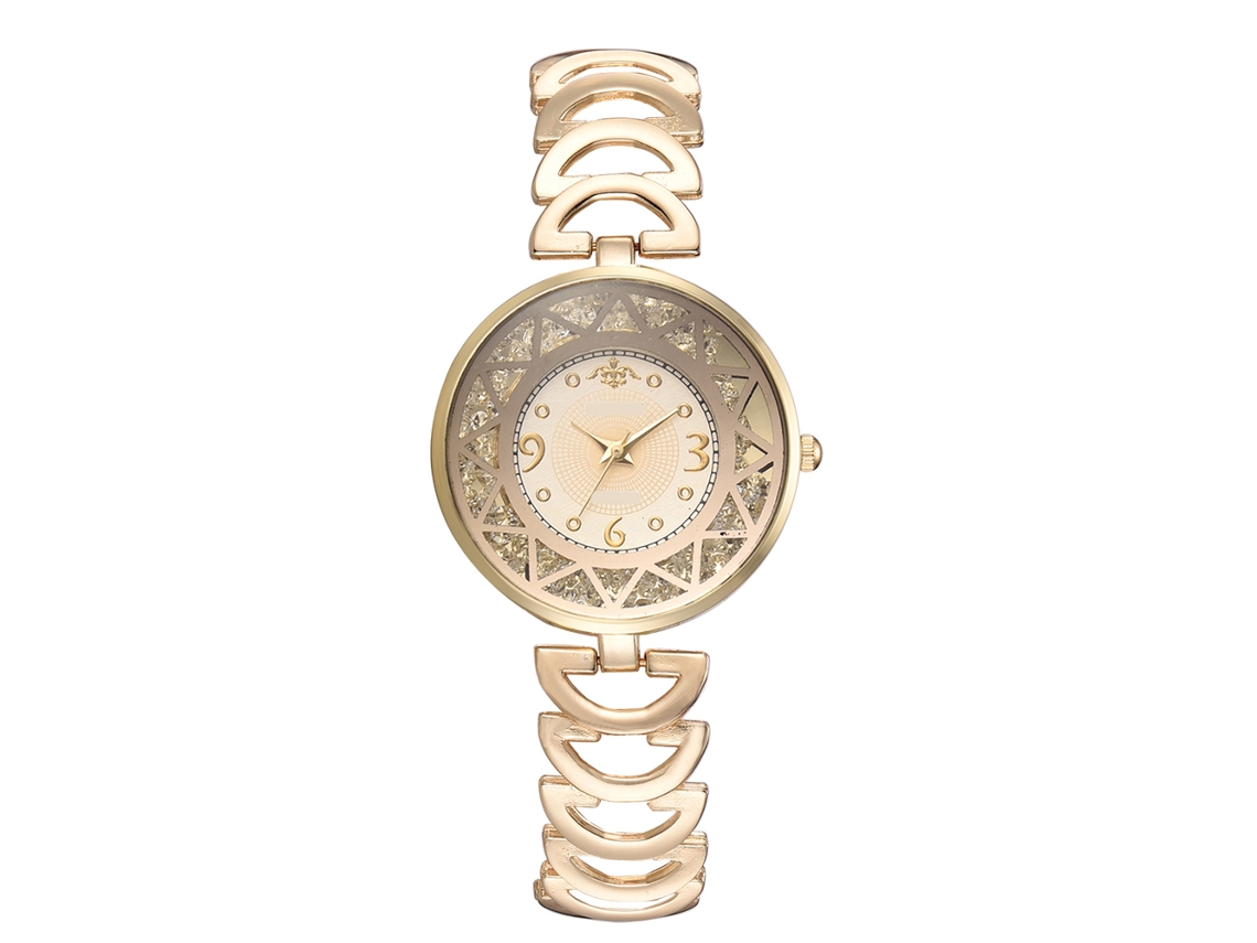 Reloj De Pulsera De Cuarzo Para Mujer Con Correa De Aleación Y Diseño Elegante (dorado)