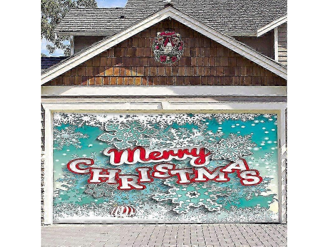 Cubierta para puerta de garaje de 4,88 x 2,13 m con la inscripción "Feliz Navidad". Decoración ideal para estas fiestas. Hengjian.