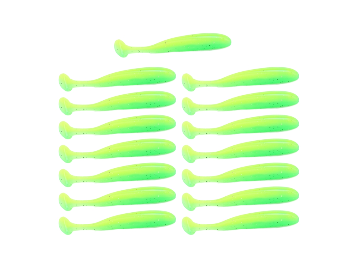 15 Señuelos Artificiales De Silicona Bicolor Con Cola En T Para Pesca En Agua Dulce Y Salada.