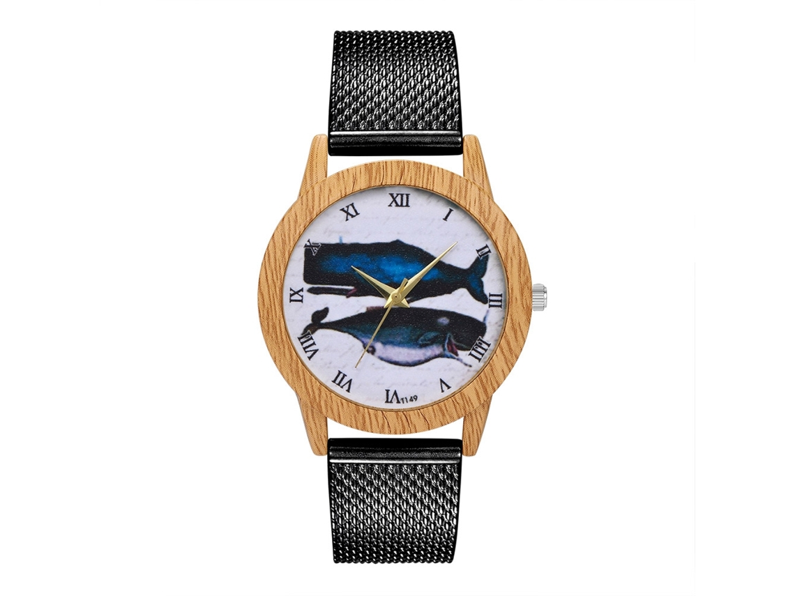 Reloj De Pulsera Unisex Zhoulianfa Con Correa De Malla Dial Redondo Cuarzo Negro