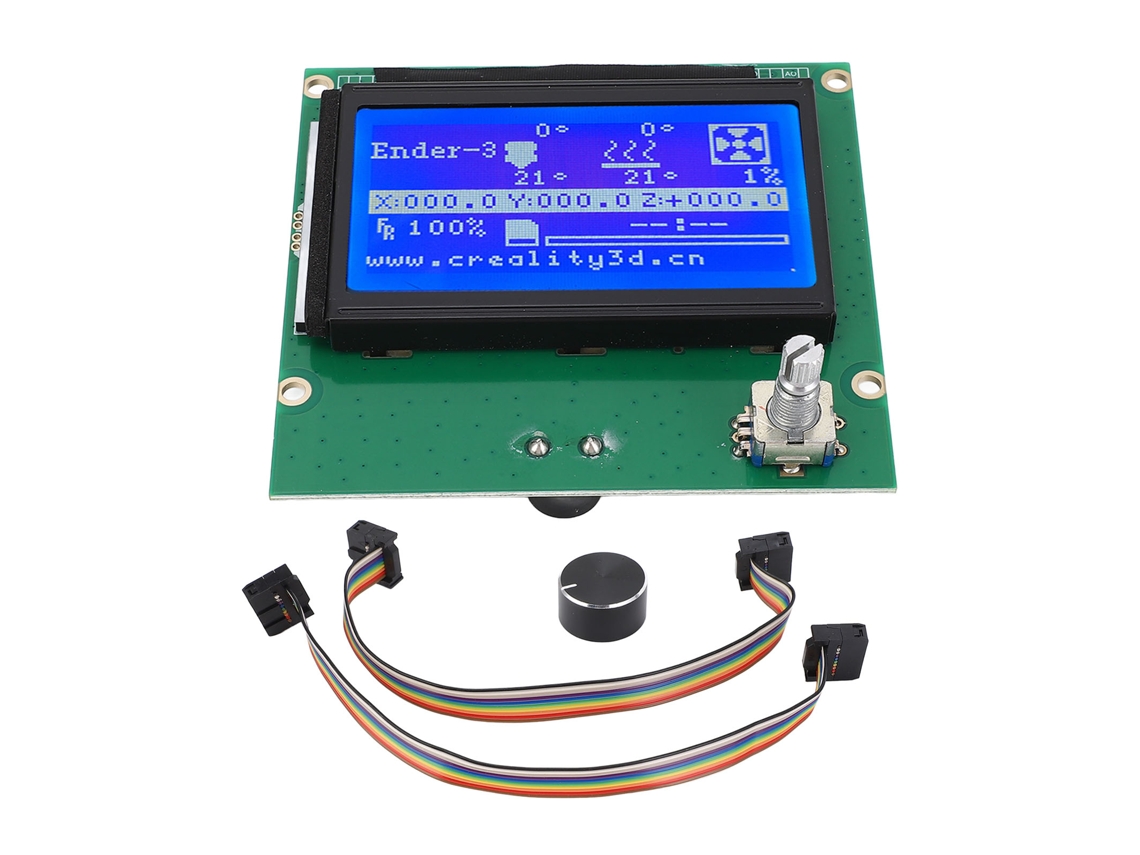 Pantalla Lcd Metálica 12864 Para Impresora 3d Cr10 Con 2 Cables Y Botón