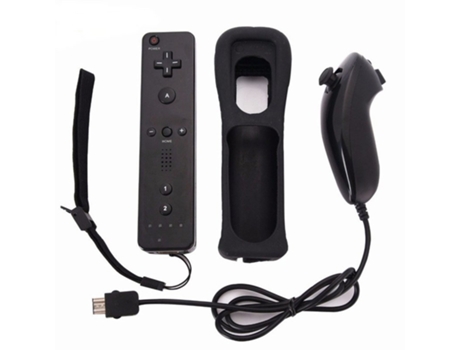 Mando a distancia inalámbrico + Nunchuck con accesorios de funda de silicona para Nintendo Wii Game Console Black