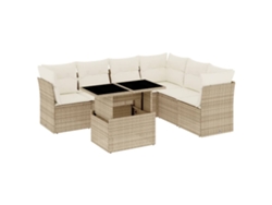 Conjunto 7 sofás de jardín VIDAXL y cojines ratán sintético beige