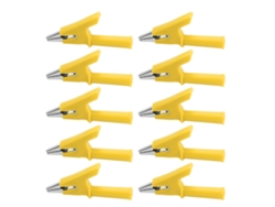 Juego De 10 Pinzas De Cocodrilo De Prueba Con Apertura De 10 Mm Y 10 A, Con Enchufe De 4 Mm, Color Amarillo, Para Proyectos Eléctricos, Baterías, Automóviles Y Camiones.