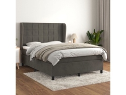 Cama Box Spring Con Colchón Terciopelo Gris Oscuro 140x200 Cm