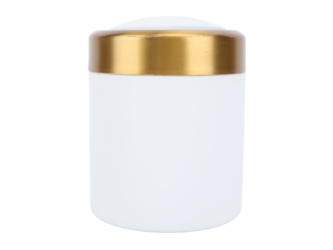 Papelera de mesa pequeña de acero inoxidable Baok con tapa, ideal para sala de estar, cocina y oficina. Color blanco.