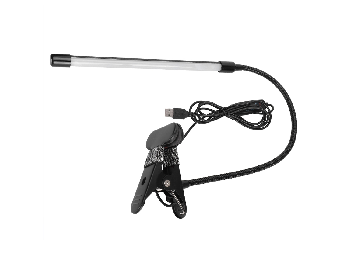 Rebe-luz De Lectura Con Clip Ajustable Led, Luz Fría Y Cálida, Brillo Regulable, Tubo Sencillo, Usb, Color Negro