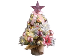 Mini árbol de Navidad con luces de 18 pulgadas, árbol de mesa con bolas doradas NEVEANCE