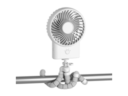 Ventilador Con Clip Para Cochecito De Bebé (blanco) - Ventilador Portátil Giratorio De 360° - Recargable Por Usb