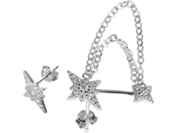 Pendientes De Plata Con Cadena Brillante, Estilo Punk, Para Mujer, Ideales Para Ocasiones Especiales, Con Diseño Asimétrico De Estrella/ocho.