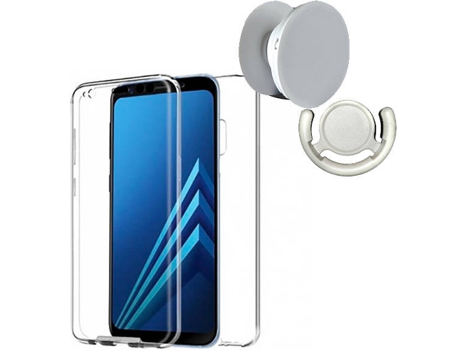 Kit Funda, PopSocket y Soporte PopSocket Samsung Galaxy A5, A8 2019 360º Transparente