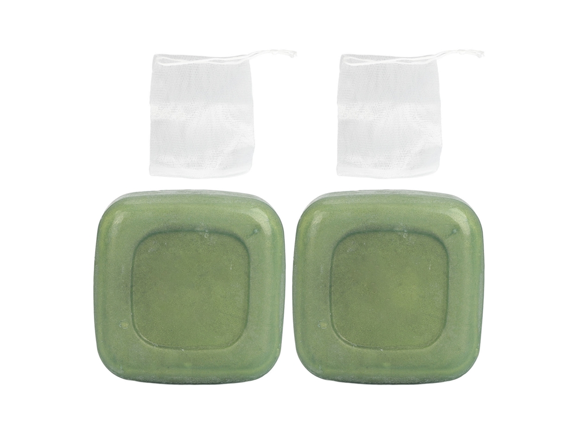 2 pastillas de jabón de té verde y algas para rostro y cuerpo, control de grasa, abundante espuma, hidrata y previene el envejecimiento.