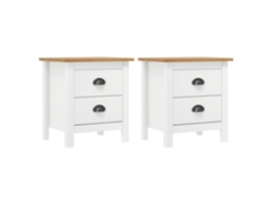 Mesas Cabeceira LOVELY HOME Mesinha Hill 2 Pcs 46X35X49,5Cm Pinho Branco
