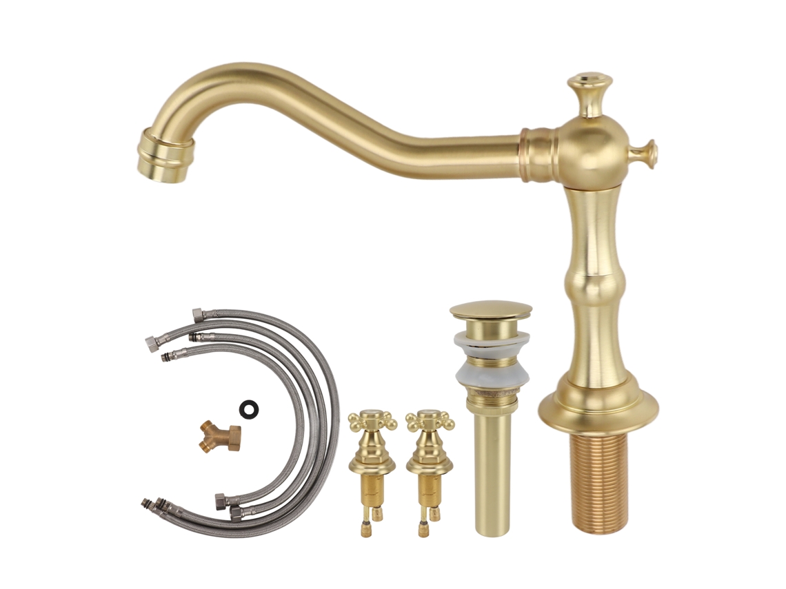 Cabezal de ducha de latón con dos manijas de estilo vintage para baño