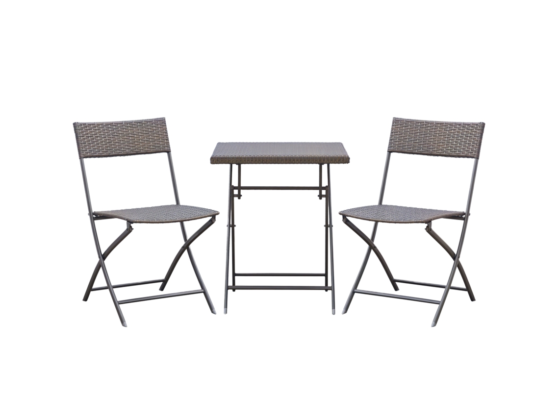 Conjunto Bistrô Jardim Resina Dobrável 4 Fios Metal Preto