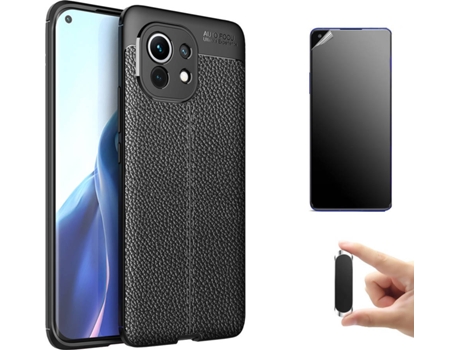 Kit Carcasa, Protector y Soporte Xiaomi Mi 11 Ultimatte Rugged Leather Negro