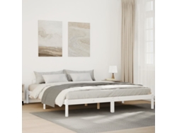 Cama Extralarga Sin Colchón Madera Maciza Pino Blanca 180x220cm