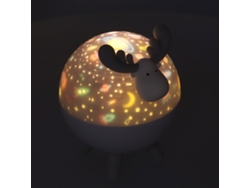Lámpara de noche infantil con forma de ciervo adorable, proyección de estrellas musicales, de silicona blanca.