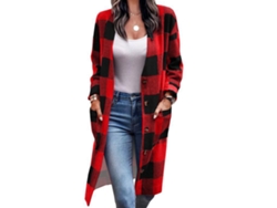 2026altiro-abrigo De Manga Larga De Cuadros Para Mujer, Suelto Y Casual, Con Hombros Caídos Y Bolsillos, Elegante Para Citas, Rojo S